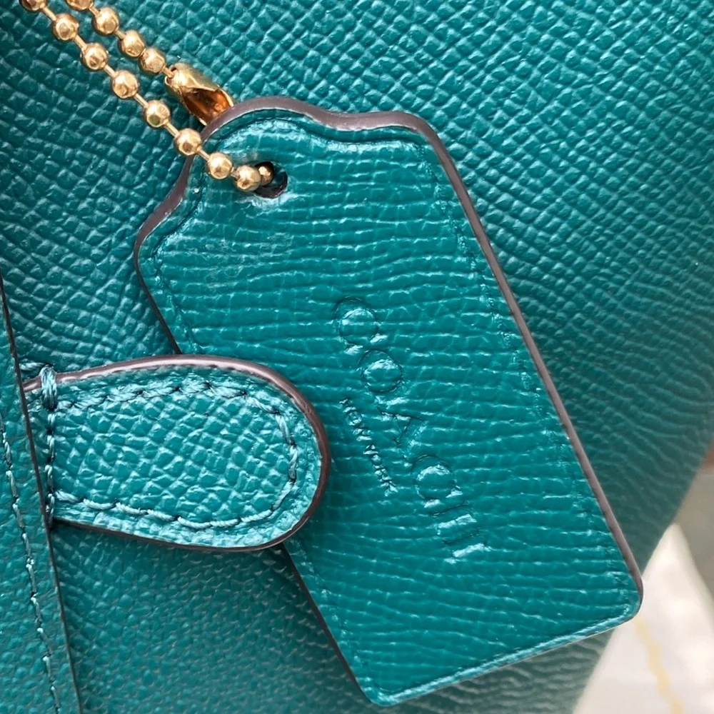 COACH Gallery City Teal Green Zip-Front Leather Tote w. Gold Hardware NEW- 79608